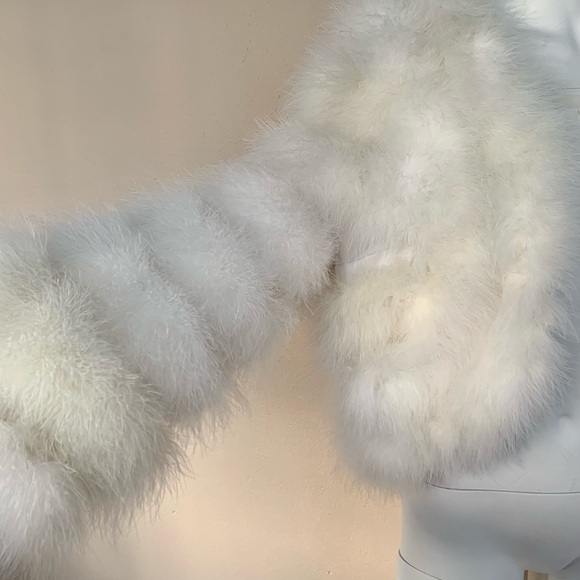 Vintage 70's Marabou Feather Cropped Jacket | Lilli Diamond Ostrich Feather Coat - Picture 7 of 10